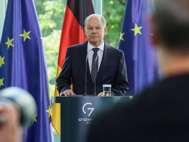 El Canciller de Alemania Olaf Scholz ante la prensa