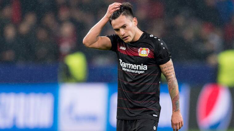 LEVERKUSEN, GERMANY - FEBRUARY 21: Charles Aranguiz of Bayer Leverkusen looks dejected after the UEFA Champions League Round of 16 first leg match between Bayer Leverkusen and Club Atletico de Madrid at BayArena on February 21, 2017 in Leverkusen, Germany. (Photo by TF-Images/Getty Images)
