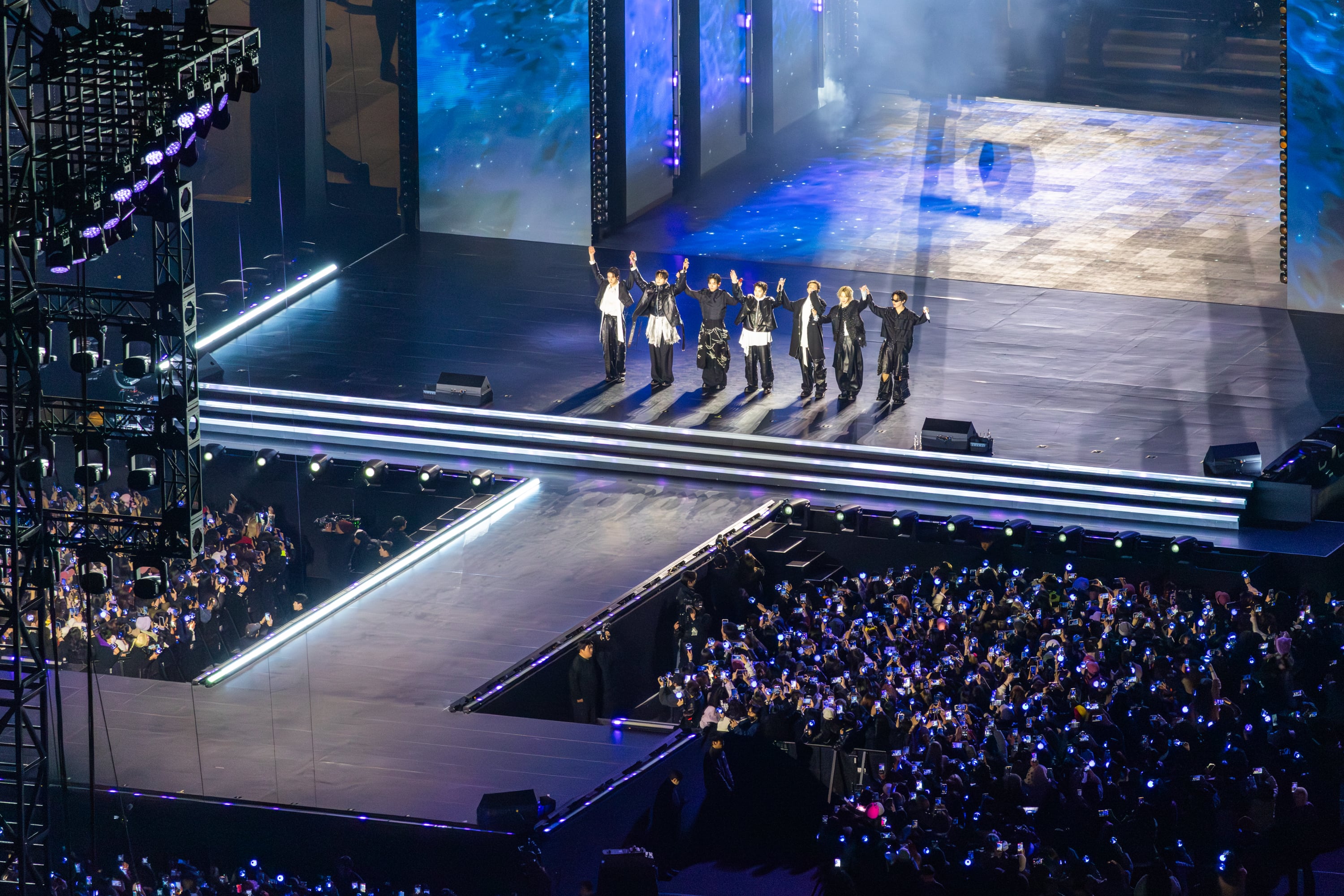(L to R) SUGA, JIMIN, JIN, JUNG KOOK, V, J-HOPE, RM at BTS The Comeback Live | Arirang at Gwanghwamun Square on March 21st in Seoul, Korea / BIGHIT MUSIC AND NETFLIX © 2026