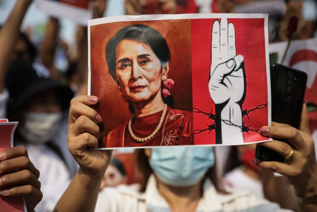Manifestación por la liberación de Aung San Suu Kyi