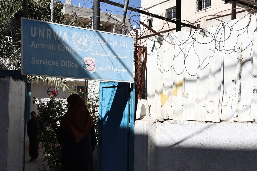 Una oficina de servicio de la UNRWA cerca de la localidad de Ramallah en Cisjordania, uno de los territorios ocupados de Palestina
