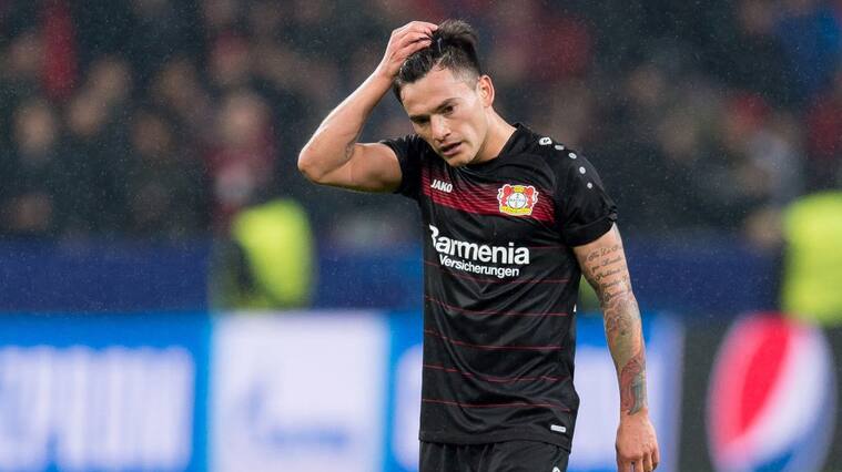 LEVERKUSEN, GERMANY - FEBRUARY 21: Charles Aranguiz of Bayer Leverkusen looks dejected after the UEFA Champions League Round of 16 first leg match between Bayer Leverkusen and Club Atletico de Madrid at BayArena on February 21, 2017 in Leverkusen, Germany. (Photo by TF-Images/Getty Images)