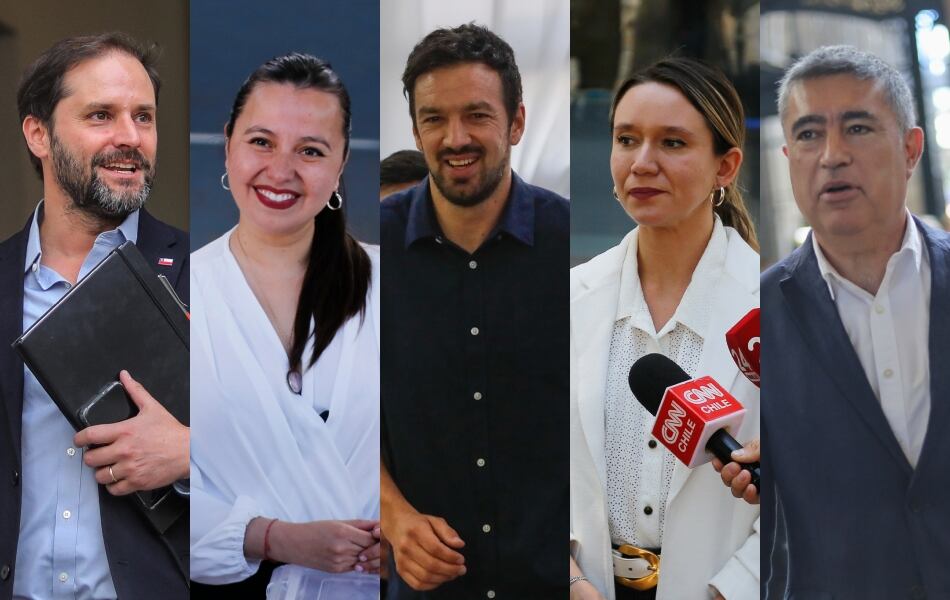 De izquierda a derecha: Jaime Bellolio, Camila Nieto, Tomás Vodanovic, Catalina San Martín y Mario Desbordes | Fotos de Agencia UNO