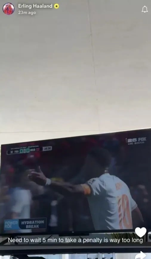 El mensaje de Haaland en Snapchat tras el penal que falló Mbappé