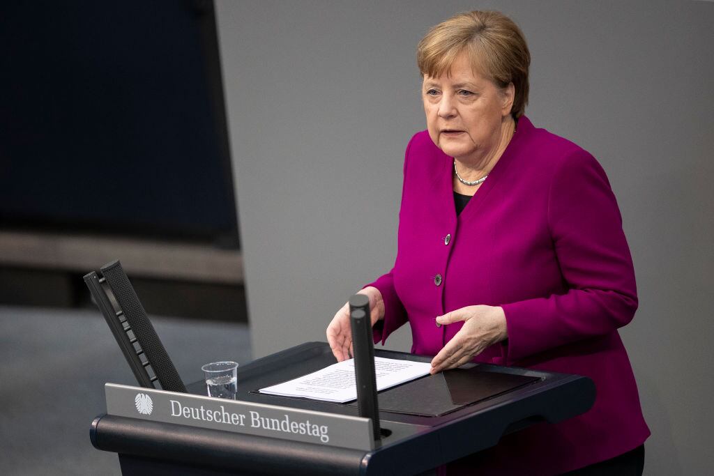 La canciller alemana Angela Merkel ante el Bundestag