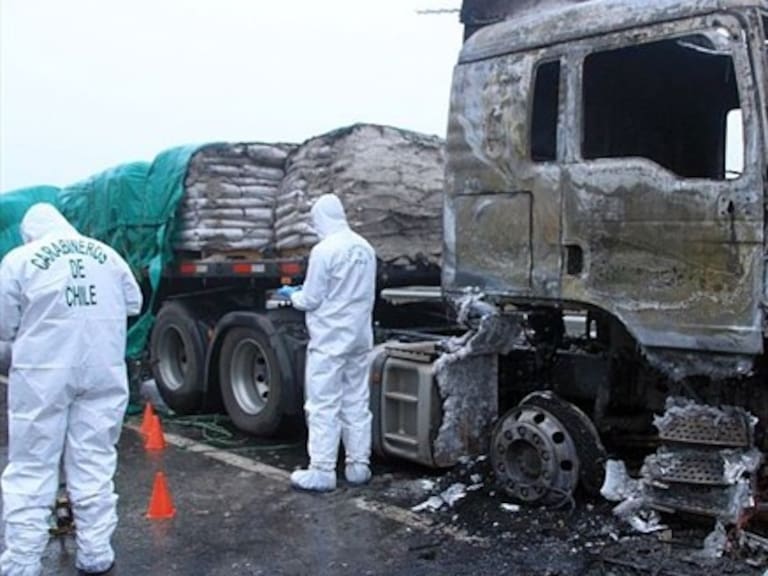 Ataque incendiario dejó 19 camiones quemados en La Araucanía