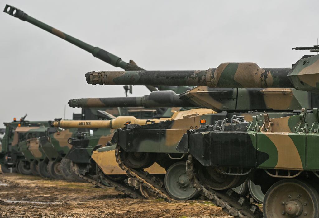 Los tanques Abrams de Estados Unidos en un ejercicio militar