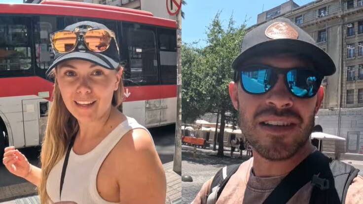 “Nos preocupaba mucho venir”: pareja de youtubers inglesa visitó Santiago y lanzó honesta opinión tras recorrer el centro