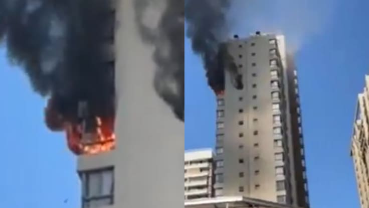 Incendio afecta a edificio en Santiago: hay al menos diez compañías de Bomberos en el lugar
