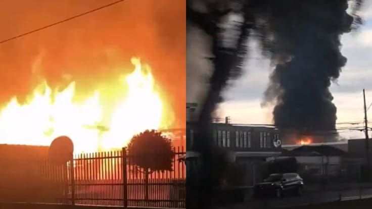 Gigantesco incendio en Cerrillos en acopio de neumáticos: evacúan viviendas y humo negro cubre gran parte de Santiago