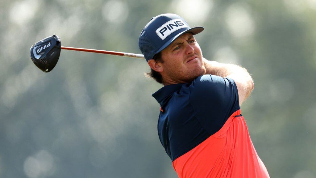 HOUSTON, TEXAS - NOVEMBER 11: Mito Pereira of Chile plays his shot from the tenth tee during the first round of the Houston Open at Memorial Park Golf Course on November 11, 2021 in Houston, Texas. (Photo by Andy Lyons/Getty Images)