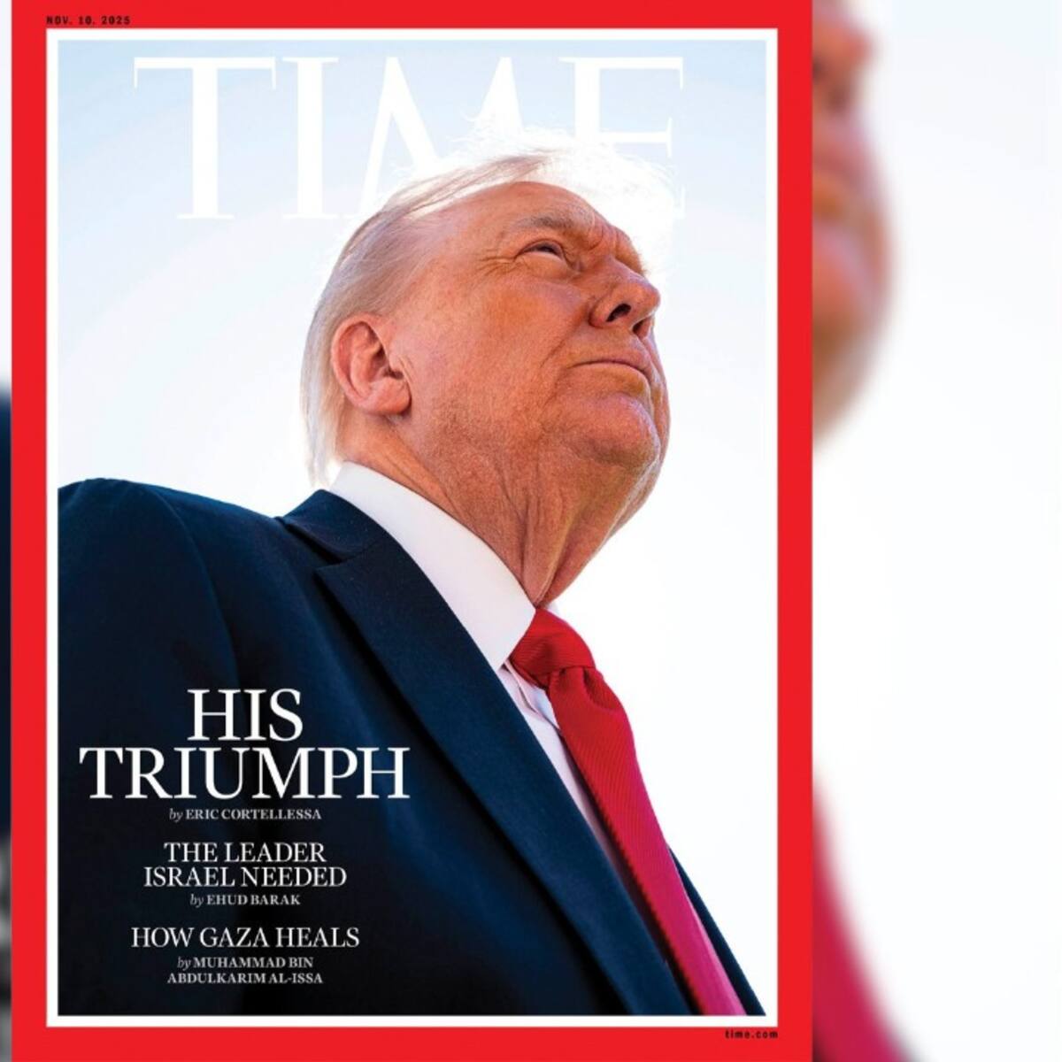 Trump critica su foto de la portada en Times por el acuerdo en Gaza: “Hicieron desaparecer mi pelo”