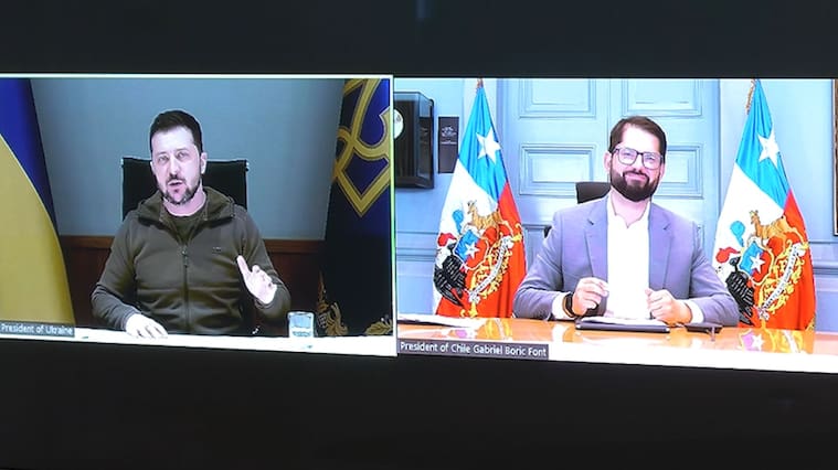 Ucrania, Chile, mandatario chileno, reunión telemática vía Zoom, Una reunión con la Cámara y el Senado, Volodímir Zelenski, Presidente de Ucrania,