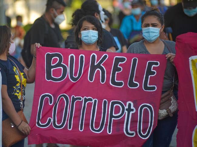 Manifestación en contra de Nayib Bukele en la capital San Salvador