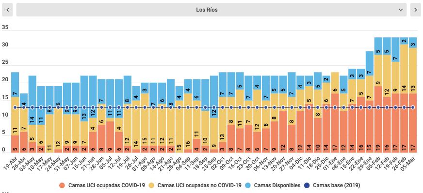Camas UCI Los Ríos /Fuente: Minsal