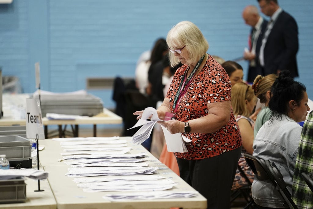El conteo de votos en South Ruislip del oeste de Londres en el Reino Unido