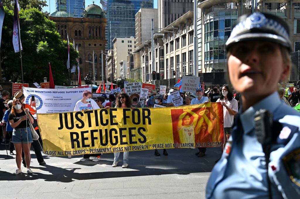 Manifestación en contra de la detención de refugiados en Sídney de Australia