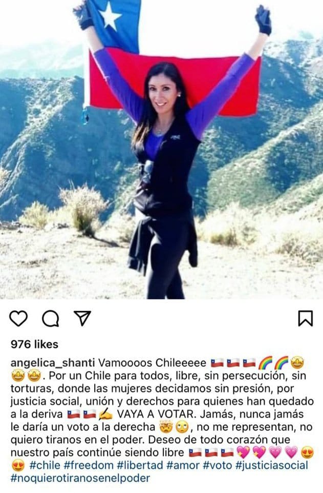 El potente mensaje de Angélica Sepúlveda a Chile desde Turquía | Instagram