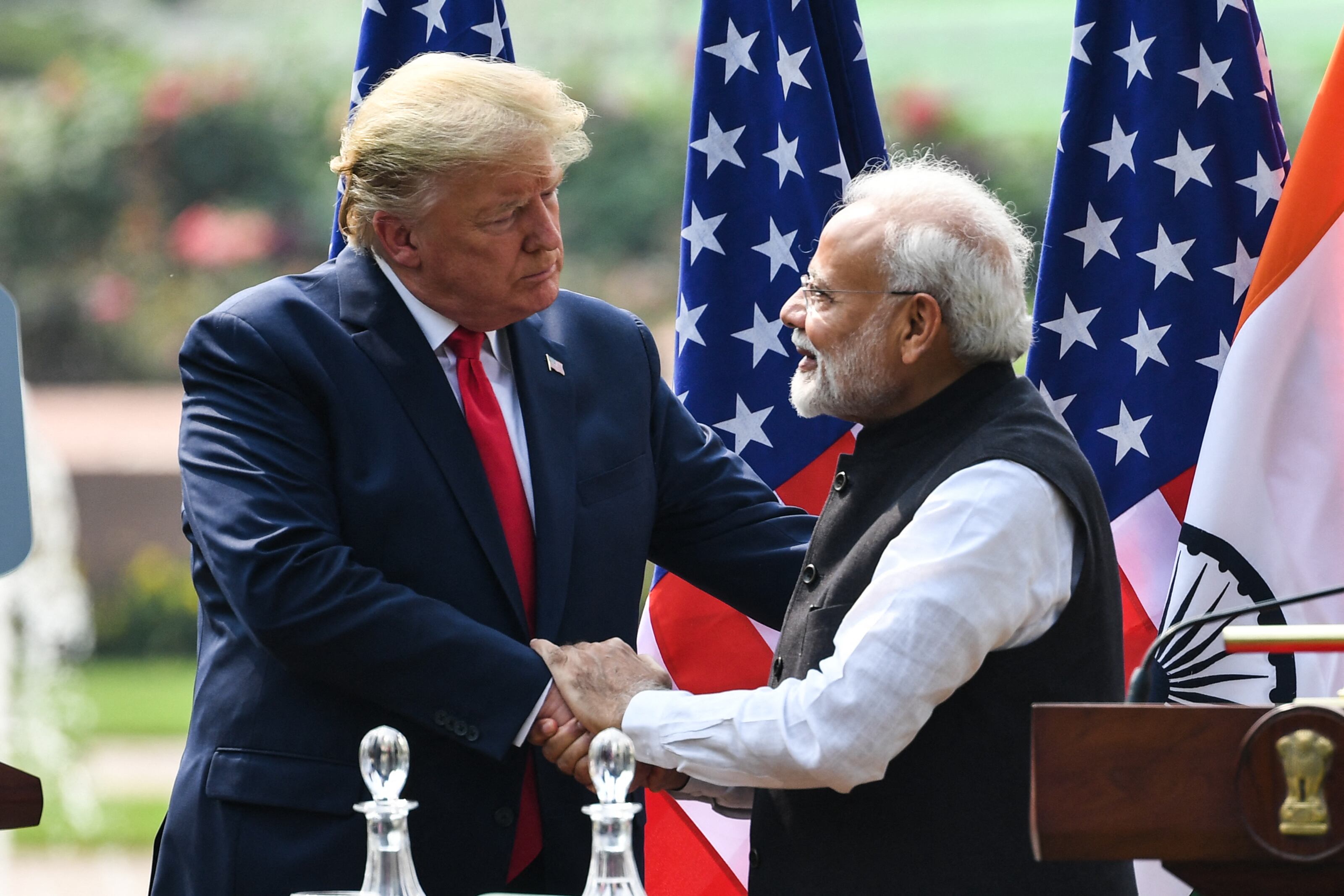 Presidente de Estados Unidos Donald Trump junto al primer ministro indio Narendra Modi