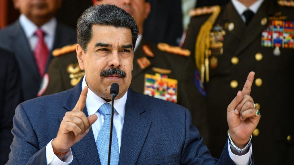 CARACAS, VENEZUELA - MARCH 12: President of Venezuela Nicolas Maduro speaks during a press conference at Miraflores Government Palace on March 12, 2020 in Caracas, Venezuela. Maduro announced a travel ban for travelers flying in from Europe and Colombia and restricted gatherings and massive events in an attempt to stem the proliferation of the COVID-19 pandemic. Maduro also confirmed there are no cases in Venezuela. (Photo by Carolina Cabral/Getty Images)