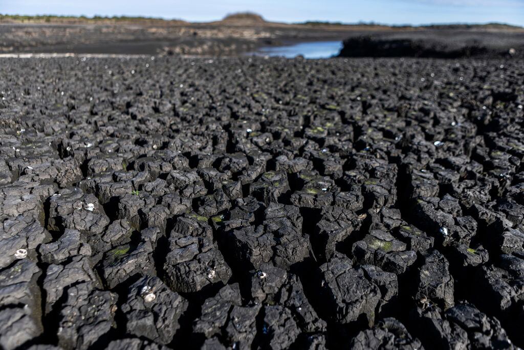 El río Santa Lucia en Florida de Uruguay casi seco