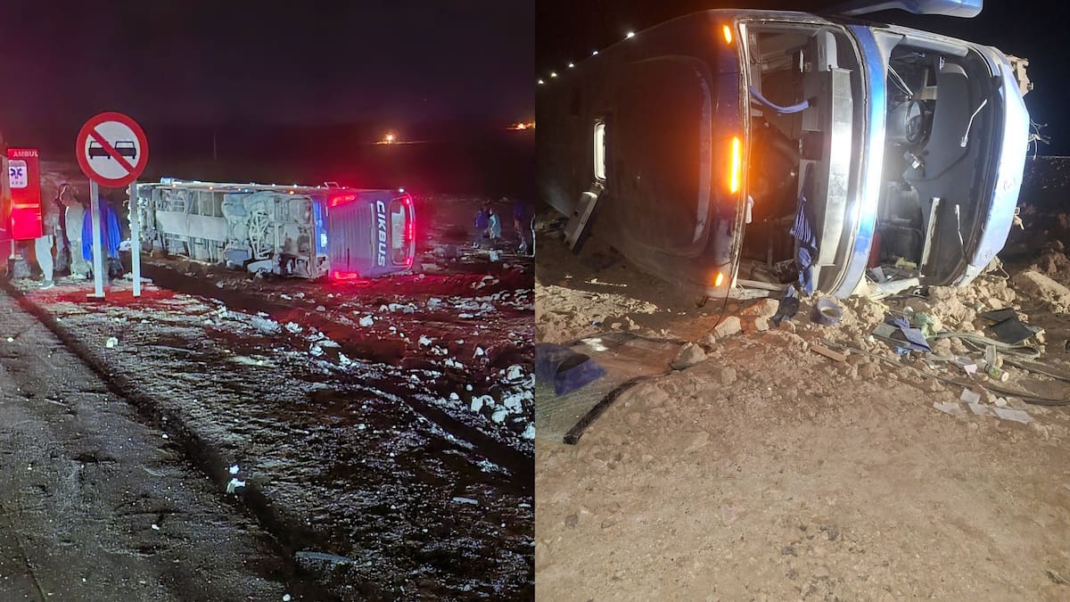 Bus de pasajeros vuelca en la Ruta 5 Norte y deja al menos siete heridos