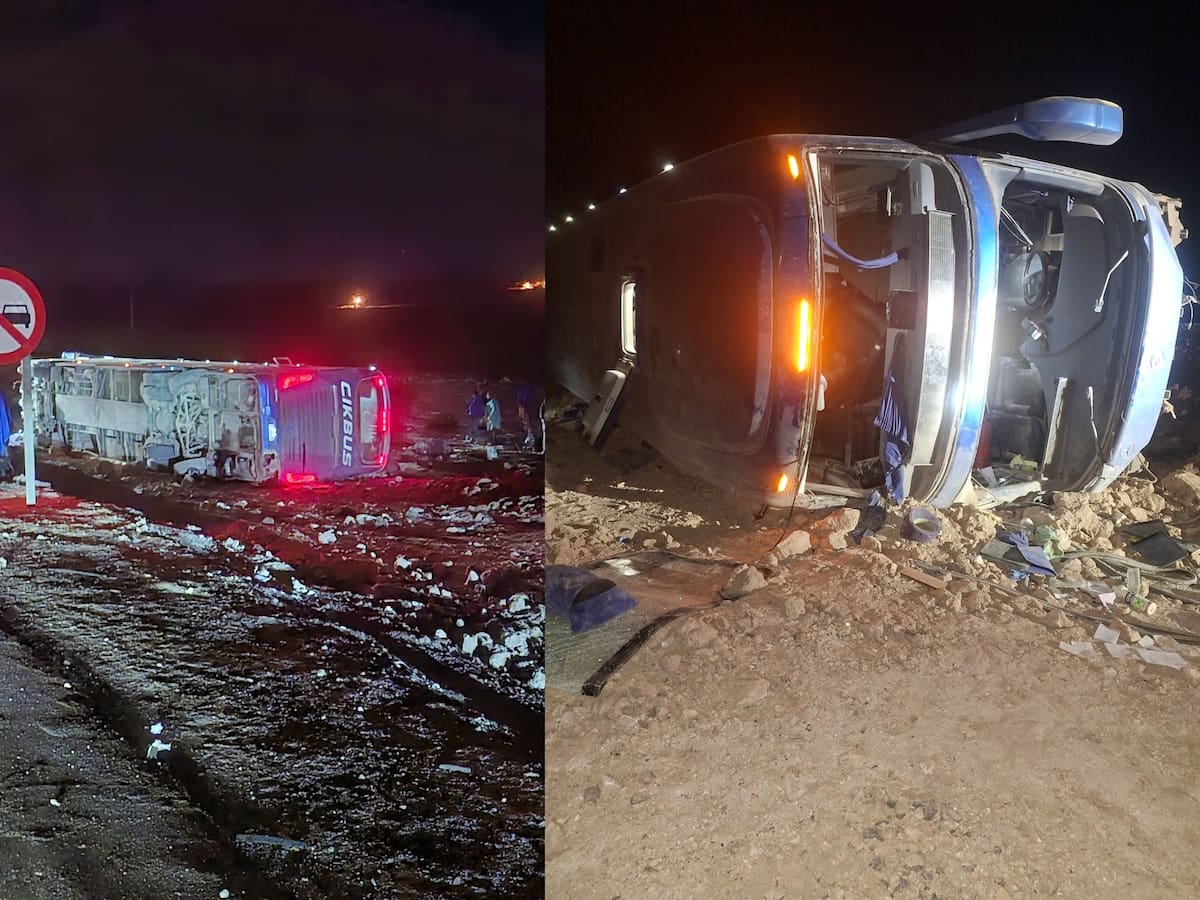 Bus de pasajeros vuelca en la Ruta 5 Norte y deja al menos siete heridos