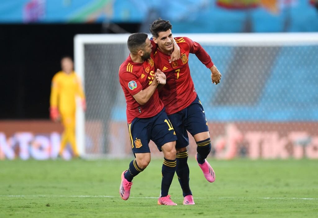 Álvaro Morata tras el gol a Polonia