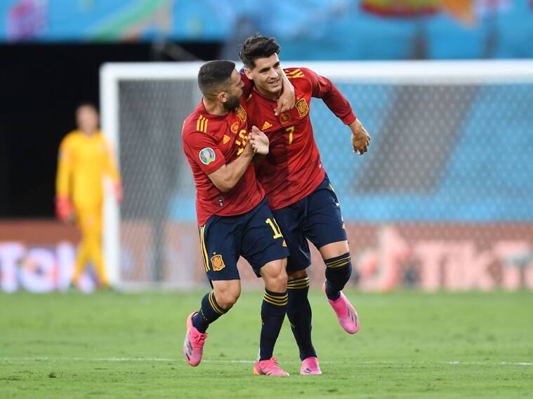 Álvaro Morata tras el gol a Polonia