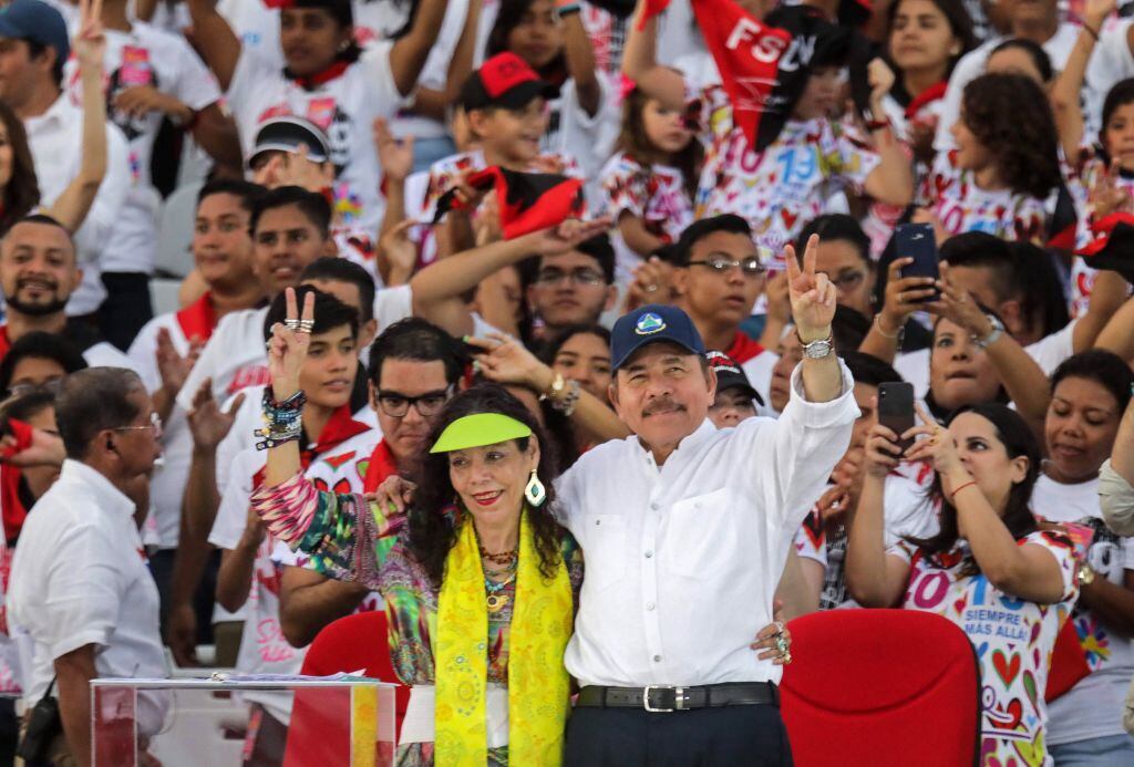 Daniel Ortega y Rosario Murillo durante un acto oficial en Nicaragua