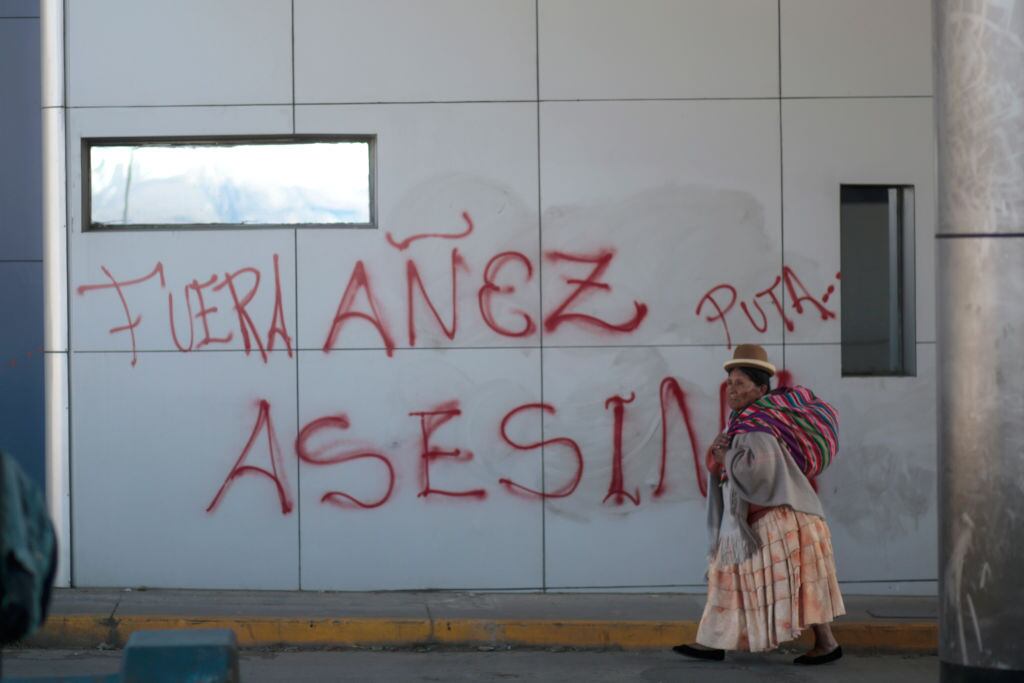 Pintada en contra de Áñez en la ciudad de El Alto