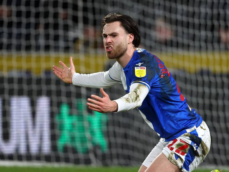 Blackburn Rovers' Ben Brereton appeals after a challenge in the penalty area during the Sky Bet Championship match at MKM Stadium, Kingston upon Hull. Picture date: Wednesday January 19, 2022. (Photo by Richard Sellers/PA Images via Getty Images)