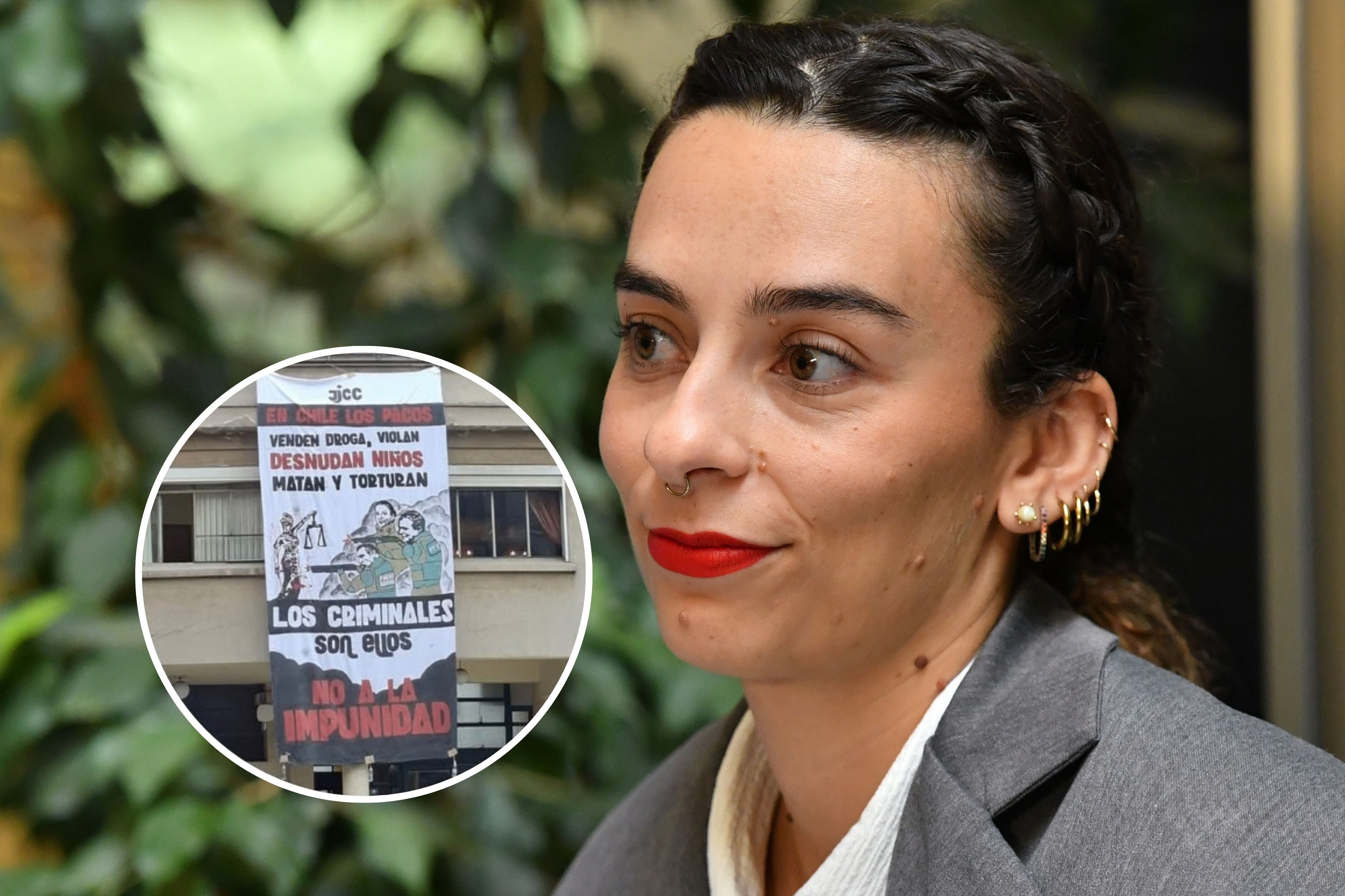 Diputada Rodríguez acusa a las JJ.CC. de instalar lienzo en su contra en la Universidad de Chile: “No me amedrentan”