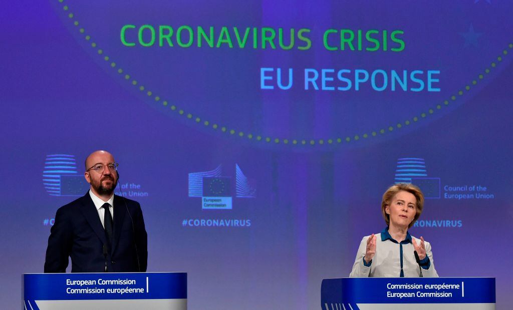 Una conferencia de Ursula von der Leyen y Charles Michel