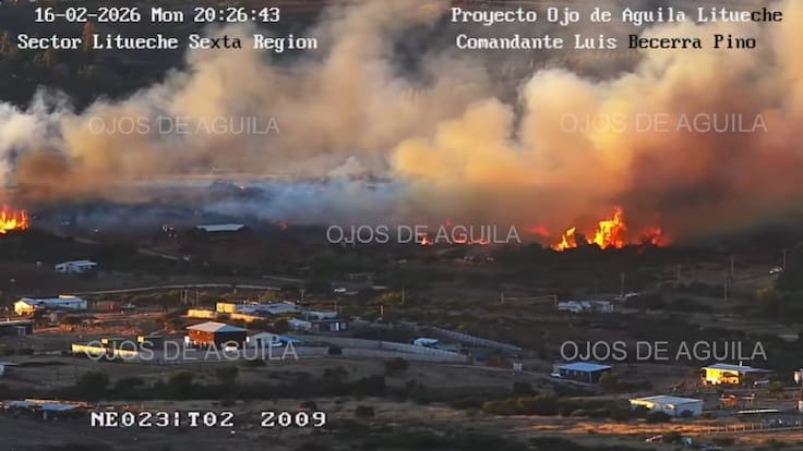 Alerta roja en Litueche por incendio forestal en Litueche