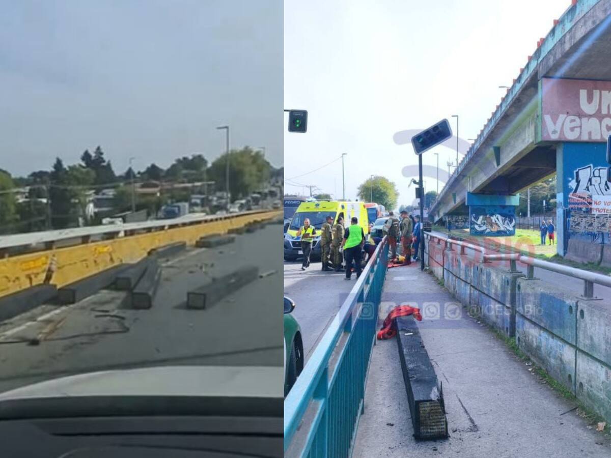 Accidente en San Pedro de la Paz: carga de camión se suelta en paso sobre nivel y cae sobre peatones
