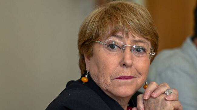 LISBON, PORTUGAL - APRIL 29: United Nations High Commissioner for Human Rights, Michelle Bachelet, listens to the meeting introduction before delivering opening remarks while hosting a debate on key human rights issues in the country at ICS – Instituto de Ciências Sociais da Universidade de Lisboa on April 29, 2019 in Lisbon, Portugal. Dr. Bachelet, who served as President of Chile from 2006 to 2010 and again from 2014 to 2018, became the United Nations High Commissioner for Human Rights on September 01, 2018. (Photo by Horacio Villalobos#Corbis/Corbis via Getty Images)
