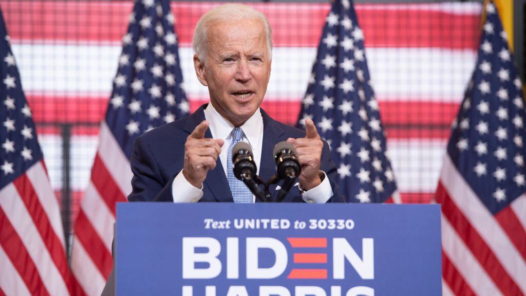 Democratic presidential nominee former US Vice President Joe Biden speaks during a campaign event at Mill 19 in Pittsburgh, Pennsylvania, August 31, 2020. (Photo by SAUL LOEB / AFP) (Photo by SAUL LOEB/AFP via Getty Images)