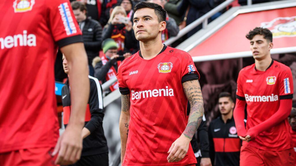 LEVERKUSEN, GERMANY - MARCH 07: Charles Aranguiz of Leverkusen during the Bundesliga match between Bayer 04 Leverkusen and Eintracht Frankfurt at BayArena on March 7, 2020 in Leverkusen, Germany. (Photo by Jörg Schüler/Getty Images)
