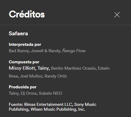 Detalles en Spotify