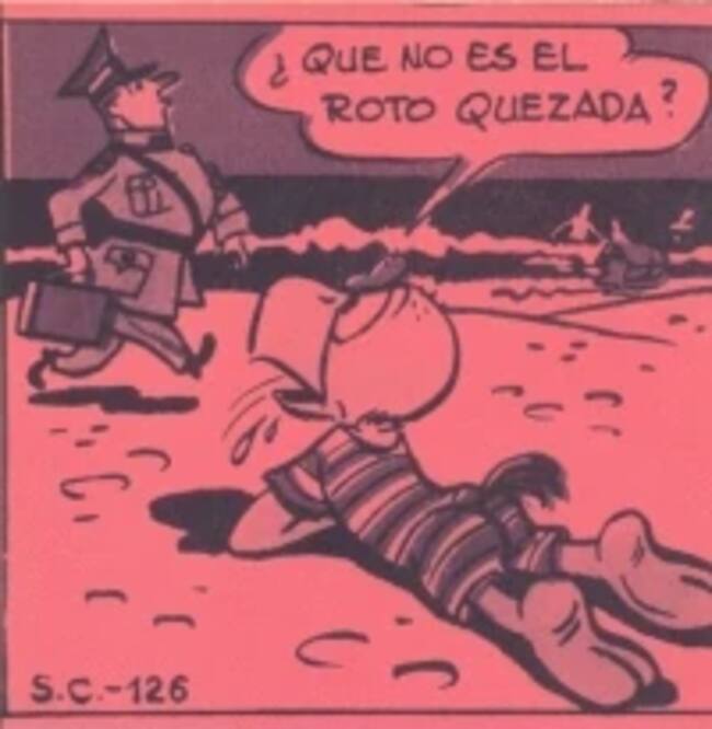 El "roto Quezada" en la playa.