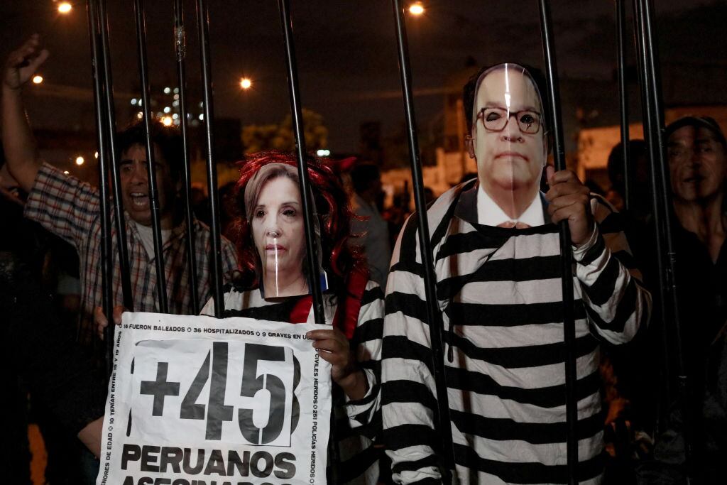 Manifestación en contra del gobierno interino en la ciudad de Lima en Perú