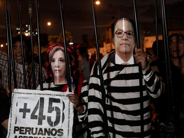 Manifestación en contra del gobierno interino en la ciudad de Lima en Perú