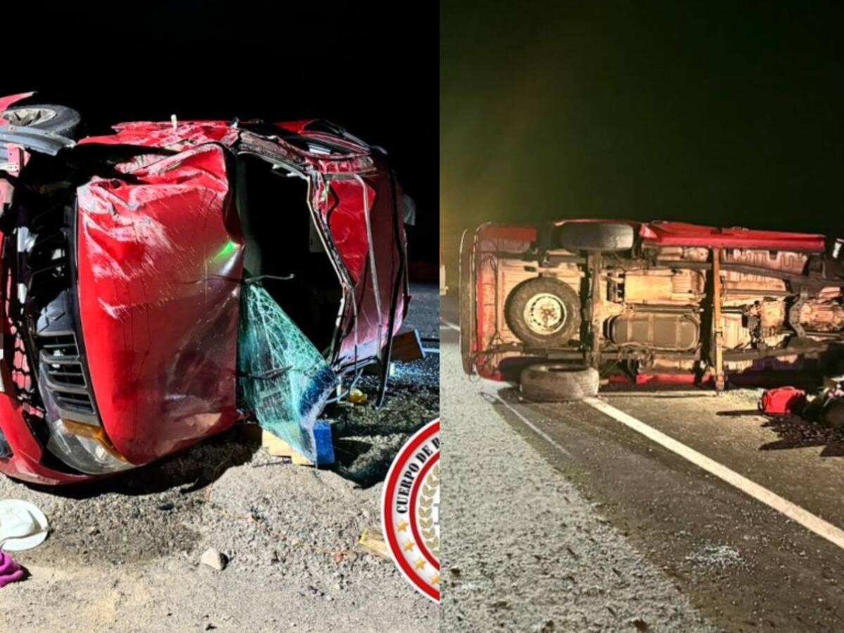 Fatal accidente de tránsito en Antofagasta: mujer y menor de edad mueren tras volcamiento en carretera