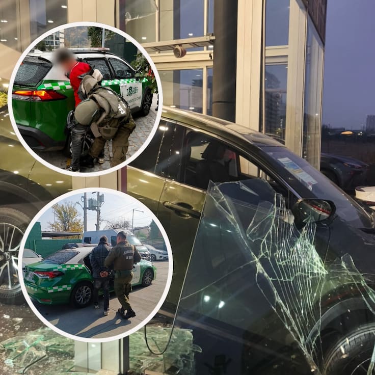 Carabineros detiene a dos adolescentes tras frustrado robo y destrozos en concesionaria de Vitacura