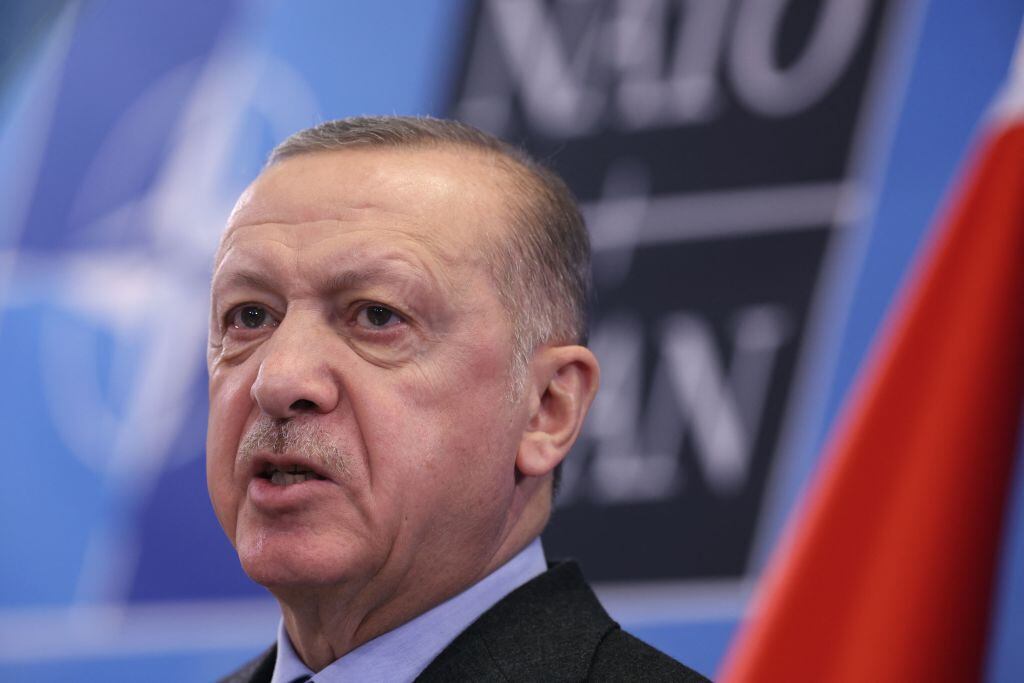El presidente de Turquía Recep Tayyip Erdogan ante los medios