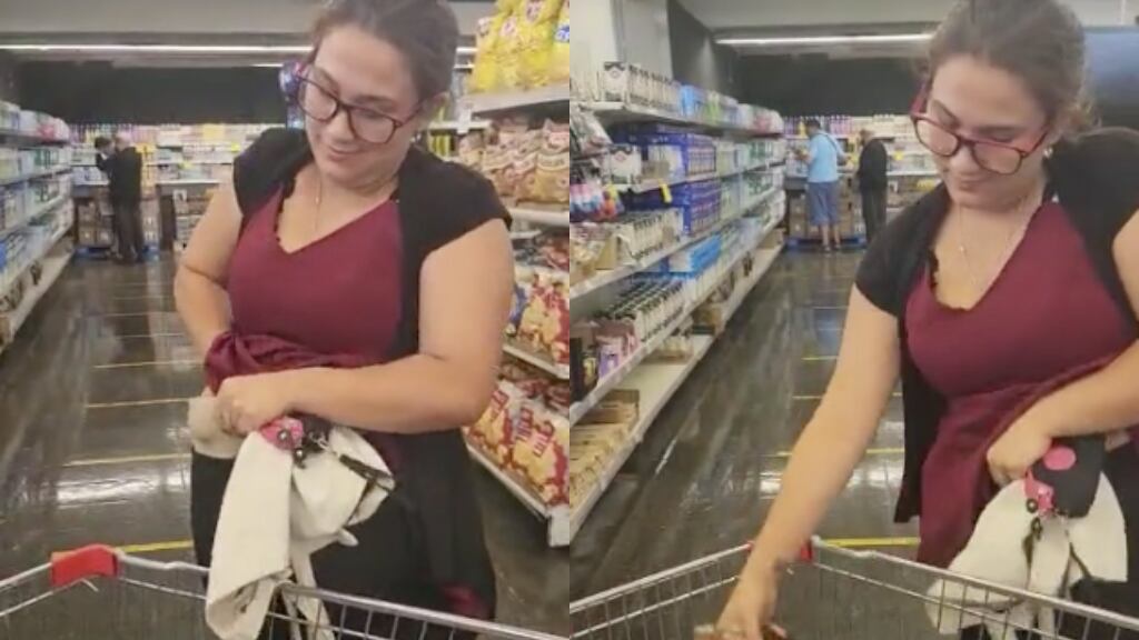 Fingió estar embarazada: captan sorprendente “robo hormiga” en supermercado de San Miguel