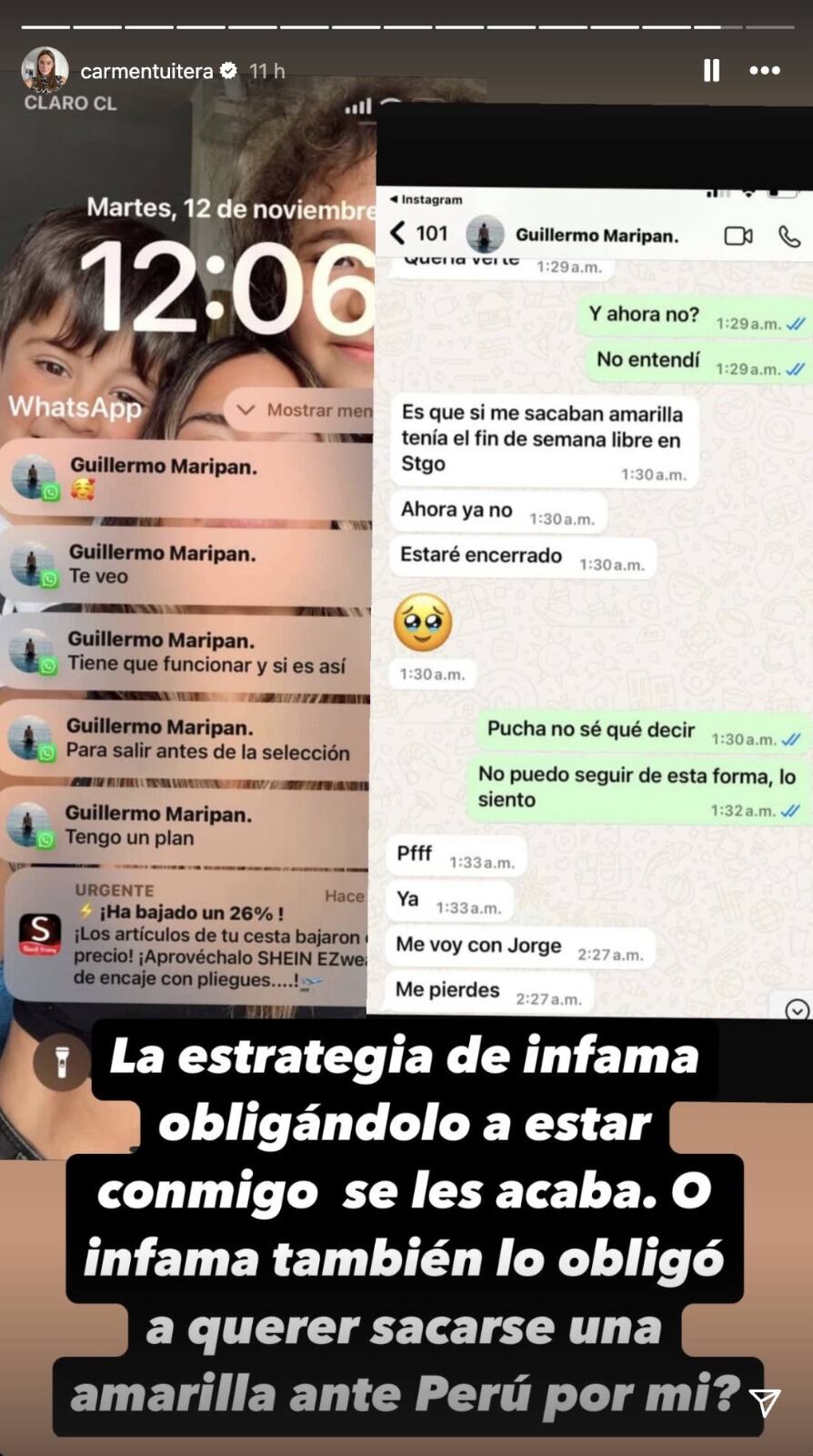 Carmen Tuitera vía historias de Instagram