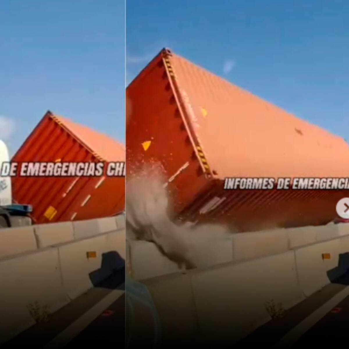 ¡Una salvada milagrosa! Camión pierde su container en plena Ruta 5