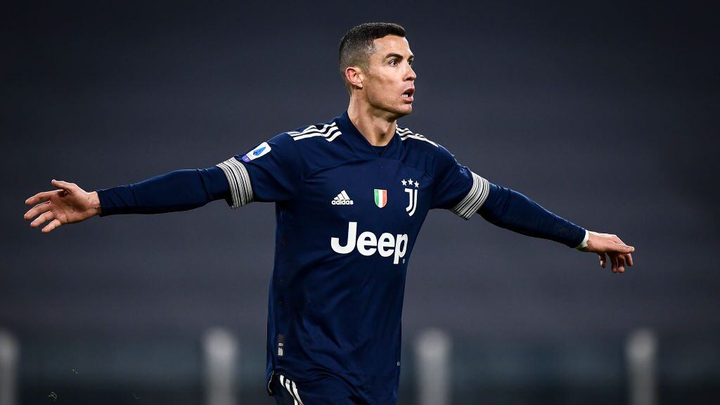 ALLIANZ STADIUM, TURIN, ITALY - 2021/01/10: Cristiano Ronaldo of Juventus FC celebrates after scoring a goal during the Serie A football match between Juventus FC and US Sassuolo. Juventus FC won 3-1 over US Sassuolo. (Photo by Nicolò Campo/LightRocket via Getty Images)